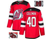 Men's Adidas New Jersey Devils #40 Blake Coleman Red Authentic Fashion Gold NHL Jersey