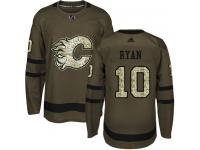 Men's Adidas NHL Calgary Flames #10 Derek Ryan Authentic Jersey Green Salute to Service Adidas