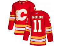 Men's Adidas NHL Calgary Flames #11 Mikael Backlund Authentic Alternate Jersey Red Adidas