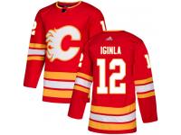 Men's Adidas NHL Calgary Flames #12 Jarome Iginla Authentic Alternate Jersey Red Adidas