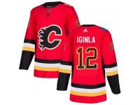 Men's Adidas NHL Calgary Flames #12 Jarome Iginla Authentic Jersey Red Drift Fashion Adidas