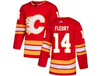 Men's Adidas NHL Calgary Flames #14 Theoren Fleury Authentic Alternate Jersey Red Adidas