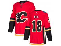 Men's Adidas NHL Calgary Flames #18 James Neal Authentic Home Jersey Red Adidas