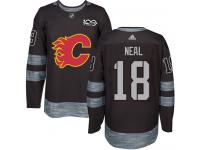 Men's Adidas NHL Calgary Flames #18 James Neal Authentic Jersey Black 1917-2017 100th Anniversary Adidas