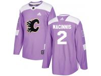Men's Adidas NHL Calgary Flames #2 Al MacInnis Authentic Jersey Purple Fights Cancer Practice Adidas