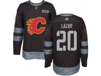 Men's Adidas NHL Calgary Flames #20 Curtis Lazar Authentic Jersey Black 1917-2017 100th Anniversary Adidas