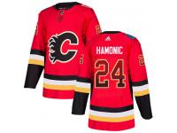 Men's Adidas NHL Calgary Flames #24 Travis Hamonic Authentic Jersey Red Drift Fashion Adidas