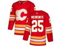 Men's Adidas NHL Calgary Flames #25 Joe Nieuwendyk Authentic Alternate Jersey Red Adidas