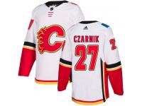 Men's Adidas NHL Calgary Flames #27 Austin Czarnik Authentic Away Jersey White Adidas