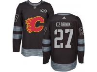 Men's Adidas NHL Calgary Flames #27 Austin Czarnik Authentic Jersey Black 1917-2017 100th Anniversary Adidas