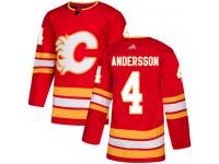 Men's Adidas NHL Calgary Flames #4 Rasmus Andersson Authentic Alternate Jersey Red Adidas