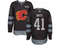 Men's Adidas NHL Calgary Flames #41 Mike Smith Authentic Jersey Black 1917-2017 100th Anniversary Adidas