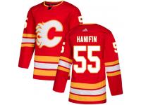 Men's Adidas NHL Calgary Flames #55 Noah Hanifin Authentic Alternate Jersey Red Adidas