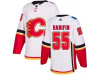 Men's Adidas NHL Calgary Flames #55 Noah Hanifin Authentic Away Jersey White Adidas