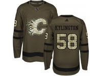 Men's Adidas NHL Calgary Flames #58 Oliver Kylington Authentic Jersey Green Salute to Service Adidas