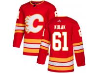 Men's Adidas NHL Calgary Flames #61 Brett Kulak Authentic Alternate Jersey Red Adidas