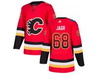 Men's Adidas NHL Calgary Flames #68 Jaromir Jagr Authentic Jersey Red Drift Fashion Adidas
