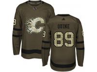 Men's Adidas NHL Calgary Flames #89 Alan Quine Authentic Jersey Green Salute to Service Adidas