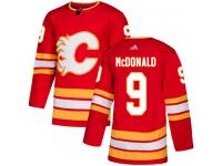 Men's Adidas NHL Calgary Flames #9 Lanny McDonald Authentic Alternate Jersey Red Adidas