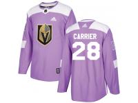 Men's Adidas NHL Vegas Golden Knights #28 William Carrier Authentic Jersey Purple Fights Cancer Practice Adidas