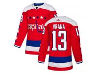 Men's Adidas NHL Washington Capitals #13 Jakub Vrana Authentic Alternate Jersey Red Adidas
