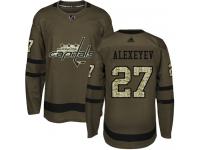 Men's Adidas NHL Washington Capitals #27 Alexander Alexeyev Authentic Jersey Green Salute to Service Adidas
