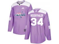 Men's Adidas NHL Washington Capitals #34 Jonas Siegenthaler Authentic Jersey Purple Fights Cancer Practice Adidas