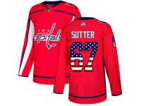 Men's Adidas NHL Washington Capitals #67 Riley Sutter Authentic Jersey Red USA Flag Fashion Adidas