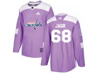Men's Adidas NHL Washington Capitals #68 Jaromir Jagr Authentic Jersey Purple Fights Cancer Practice Adidas