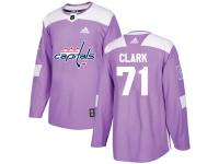 Men's Adidas NHL Washington Capitals #71 Kody Clark Authentic Jersey Purple Fights Cancer Practice Adidas