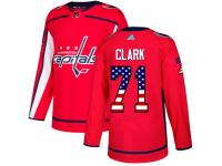 Men's Adidas NHL Washington Capitals #71 Kody Clark Authentic Jersey Red USA Flag Fashion Adidas