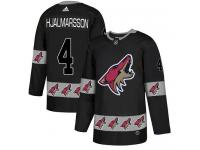 Men's Adidas Niklas Hjalmarsson Authentic Black NHL Jersey Arizona Coyotes #4 Team Logo Fashion