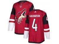 Men's Adidas Niklas Hjalmarsson Authentic Burgundy Red Home NHL Jersey Arizona Coyotes #4