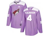 Men's Adidas Niklas Hjalmarsson Authentic Purple NHL Jersey Arizona Coyotes #4 Fights Cancer Practice
