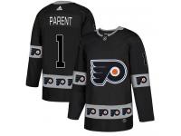 Men's Adidas Philadelphia Flyers #1 Bernie Parent Black Authentic Team Logo Fashion NHL Jersey