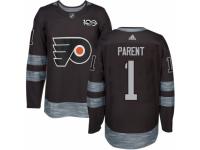 Men's Adidas Philadelphia Flyers #1 Bernie Parent Premier Black 1917-2017 100th Anniversary NHL Jersey