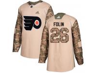 Men's Adidas Philadelphia Flyers #26 Christian Folin Camo Authentic Veterans Day Practice NHL Jersey