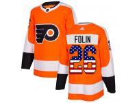 Men's Adidas Philadelphia Flyers #26 Christian Folin Orange Authentic USA Flag Fashion NHL Jersey