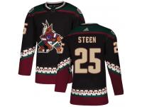 Men's Adidas Thomas Steen Authentic Black Alternate NHL Jersey Arizona Coyotes #25