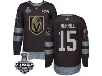 Men's Adidas Vegas Golden Knights #15 Jon Merrill Black Authentic 2018 Stanley Cup Final 1917-2017 100th Anniversary NHL Jersey