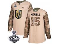 Men's Adidas Vegas Golden Knights #15 Jon Merrill Camo Authentic Veterans Day Practice 2018 Stanley Cup Final NHL Jersey