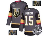 Men's Adidas Vegas Golden Knights #15 Jon Merrill Gray Authentic Fashion Gold 2018 Stanley Cup Final NHL Jersey