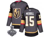 Men's Adidas Vegas Golden Knights #15 Jon Merrill Gray Home Authentic 2018 Stanley Cup Final NHL Jersey