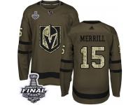 Men's Adidas Vegas Golden Knights #15 Jon Merrill Green Authentic Salute to Service 2018 Stanley Cup Final NHL Jersey