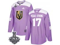 Men's Adidas Vegas Golden Knights #17 Vegas Strong Purple Authentic Fights Cancer Practice 2018 Stanley Cup Final NHL Jersey