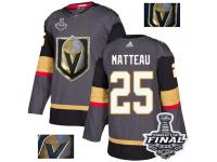 Men's Adidas Vegas Golden Knights #25 Stefan Matteau Gray Authentic Fashion Gold 2018 Stanley Cup Final NHL Jersey