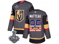 Men's Adidas Vegas Golden Knights #25 Stefan Matteau Gray Authentic USA Flag Fashion 2018 Stanley Cup Final NHL Jersey