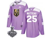 Men's Adidas Vegas Golden Knights #25 Stefan Matteau Purple Authentic Fights Cancer Practice 2018 Stanley Cup Final NHL Jersey