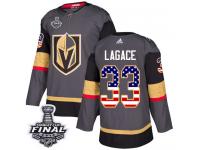 Men's Adidas Vegas Golden Knights #33 Maxime Lagace Gray Authentic USA Flag Fashion 2018 Stanley Cup Final NHL Jersey