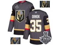 Men's Adidas Vegas Golden Knights #35 Oscar Dansk Gray Authentic Fashion Gold 2018 Stanley Cup Final NHL Jersey